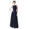 A-Line Long Navy Blue Chiffon and Lace Beaded Prom Evening Formal Party Dresses ED010401