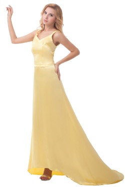 A-Line Long Yellow Prom Evening Formal Party Dresses ED010405