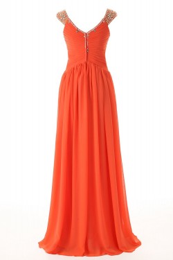 Sheath/Column Beaded Long Chiffon Prom Evening Formal Party Dresses ED010407