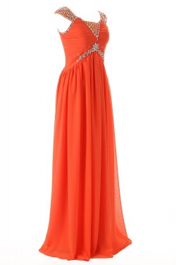 Sheath/Column Beaded Long Chiffon Prom Evening Formal Party Dresses ED010407