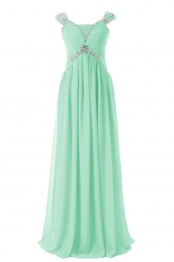Sheath/Column Beaded Long Mint Green Chiffon Prom Evening Formal Party Dresses ED010408