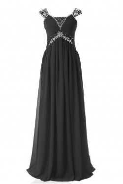 Sheath/Column Beaded Long Black Chiffon Prom Evening Formal Party Dresses ED010411