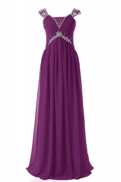 Sheath/Column Beaded Long Purple Chiffon Prom Evening Formal Party Dresses ED010412