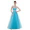 A-Line Sweetheart Beaded Long Blue Tulle Prom Evening Formal Party Dresses ED010415