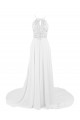 A-Line Beaded Long Pink Chiffon Prom Evening Formal Party Dresses ED010419