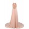 A-Line Beaded Long Pink Chiffon Prom Evening Formal Party Dresses ED010419