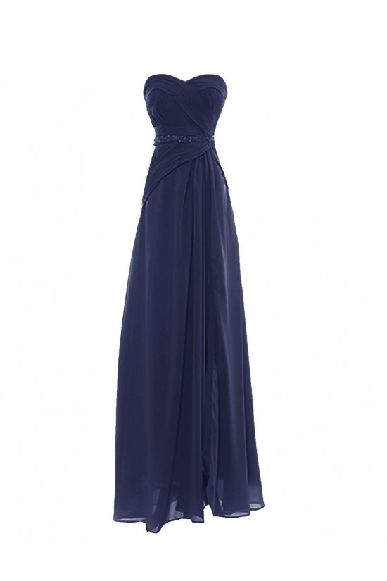 A-Line Sweetheart Navy Blue Long Chiffon Prom Evening Formal Party Dresses ED010420