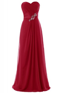 A-Line Sweetheart Long Red Chiffon Prom Evening Formal Party Dresses ED010424