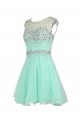 A-Line Short Blue Beaded Prom Evening Formal Party Dresses ED010426