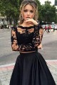 A-Line Two Pieces Long Sleeves Lace Black Prom Evening Formal Party Dresses ED010427 A-Line Two Pieces Long Sleeves Lace Black Prom Evening Formal Party Dresses ED010427