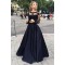 A-Line Two Pieces Long Sleeves Lace Black Prom Evening Formal Party Dresses ED010427