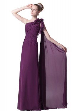 A-Line One-Shoulder Long Purple Chiffon Prom Evening Formal Party Dresses ED010429