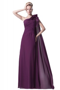 A-Line One-Shoulder Long Purple Chiffon Prom Evening Formal Party Dresses ED010429