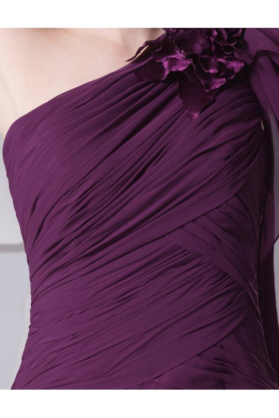 A-Line One-Shoulder Long Purple Chiffon Prom Evening Formal Party Dresses ED010429