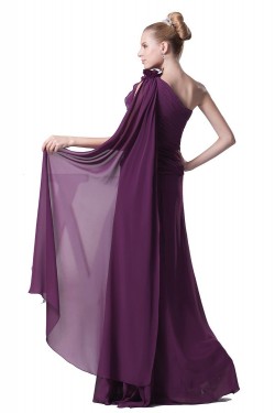 A-Line One-Shoulder Long Yellow Chiffon Prom Evening Formal Party Dresses ED010430