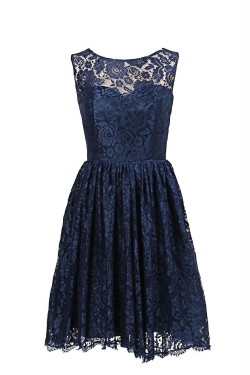 Short Navy Blue Lace Prom Evening Formal Party Dresses ED010432