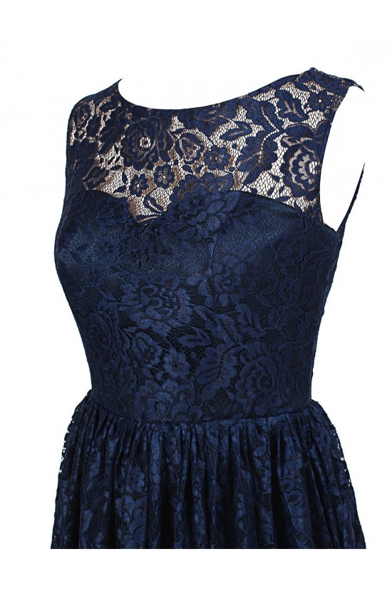 Short Navy Blue Lace Prom Evening Formal Party Dresses ED010432