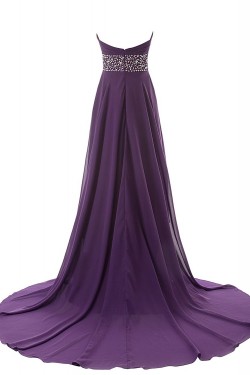 High Low Sweetheart Beaded Purple Chiffon Prom Evening Formal Party Dresses ED010433