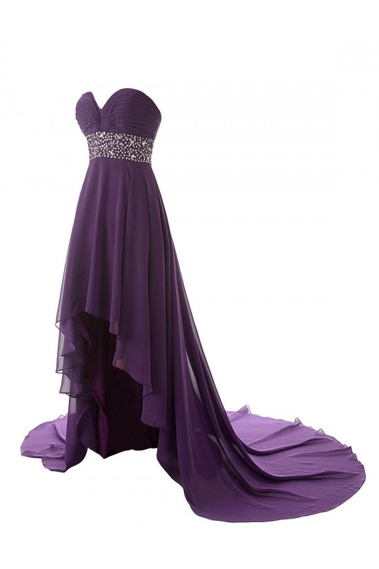 High Low Sweetheart Beaded Purple Chiffon Prom Evening Formal Party Dresses ED010433 High Low Sweetheart Beaded Purple Chiffon Prom Evening Formal Party Dresses ED010433