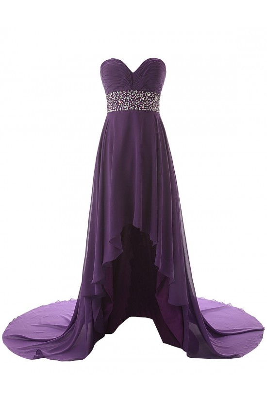 High Low Sweetheart Beaded Purple Chiffon Prom Evening Formal Party Dresses ED010433 High Low Sweetheart Beaded Purple Chiffon Prom Evening Formal Party Dresses ED010433