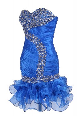 Beaded Sweetheart Short Blue Prom Evening Formal Party Dresses ED010434