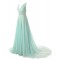 A-Line V-Neck Beaded Long Chiffon Prom Evening Formal Party Dresses ED010435