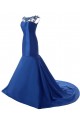 Trumpet/Mermaid Beaded Long Blue Prom Evening Formal Party Dresses ED010437
