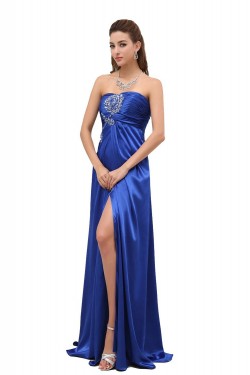 Beaded Strapless Long Blue Prom Evening Formal Party Dresses/Maternity Evening Dresses ED010440