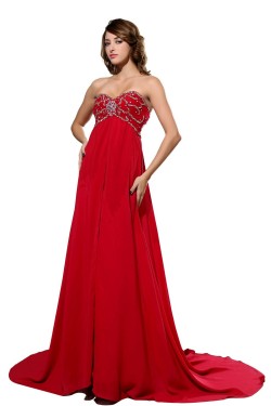 Beaded Sweetheart Long Red Chiffon Prom Evening Formal Party Dresses/Maternity Evening Dresses ED010441