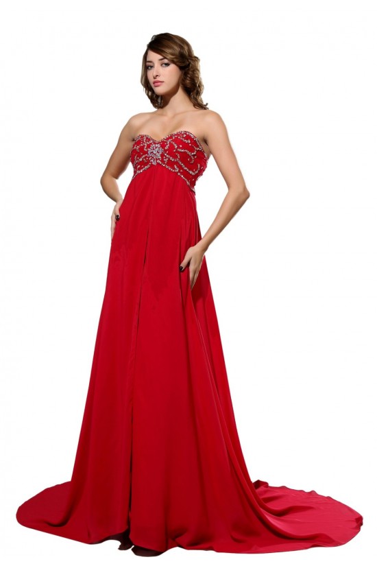 Beaded Sweetheart Long Red Chiffon Prom Evening Formal Party Dresses/Maternity Evening Dresses ED010441 Beaded Sweetheart Long Red Chiffon Prom Evening Formal Party Dresses/Maternity Evening Dresses ED010441