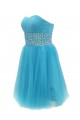 Beaded Short Blue Tulle Prom Evening Formal Party Dresses ED010442