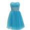 Beaded Short Blue Tulle Prom Evening Formal Party Dresses ED010442