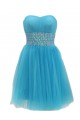 Beaded Short Blue Tulle Prom Evening Formal Party Dresses ED010442