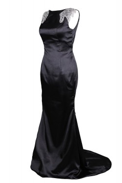 Trumpet/Mermaid Beaded Long Black Prom Evening Formal Party Dresses ED010444