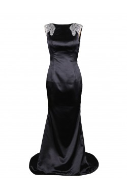 Trumpet/Mermaid Beaded Long Black Prom Evening Formal Party Dresses ED010444