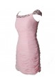 Cap Sleeve Beaded Pleated Short Pink Chiffon Prom Evening Formal Party Dresses ED010448