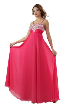 A-Line Spaghetti Strap Beaded Chiffon Prom Evening Formal Party Dresses ED010455