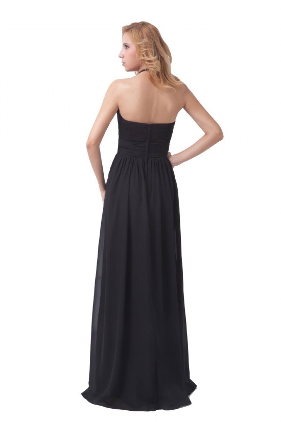 A-Line Halter Long Black Chiffon and Lace Prom Evening Formal Party Dresses/Bridesmaid Dresses ED010457 A-Line Halter Long Black Chiffon and Lace Prom Evening Formal Party Dresses/Bridesmaid Dresses ED010457