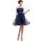 A-Line Strapless Beaded Short Blue Prom Evening Formal Party Dresses ED010459