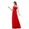 A-Line One-Shoulder Long Red Chiffon Prom Evening Formal Party Dresses ED010460