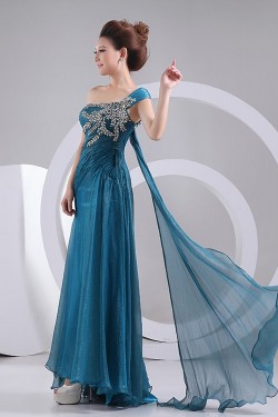 A-Line One-Shoulder Beaded Long Prom Evening Formal Party Dresses ED010461