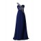 A-Line One-Shoulder Long Blue Beaded Chiffon Prom Evening Formal Party Dresses ED010462