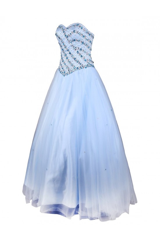 A-Line Sweetheart Beaded Long Blue Prom Evening Formal Party Dresses ED010463