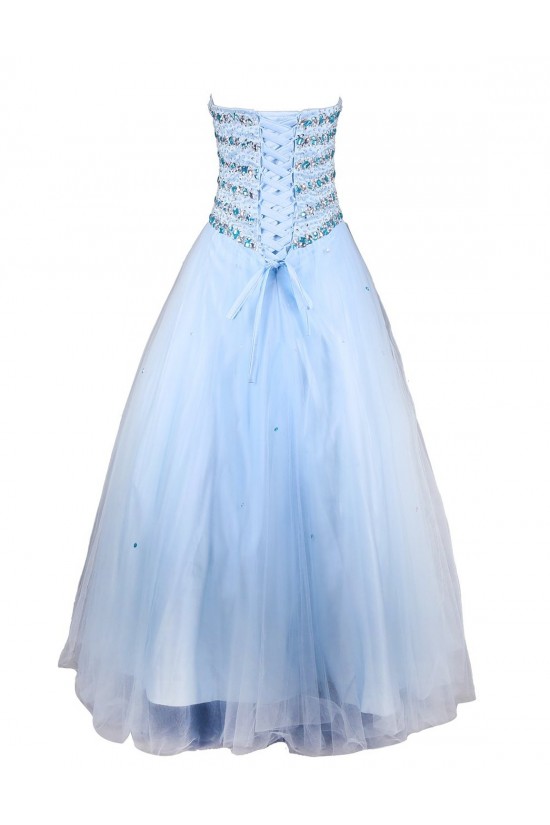 A-Line Sweetheart Beaded Long Blue Prom Evening Formal Party Dresses ED010463