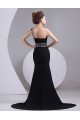 Trumpet/Mermaid One-Shoulder Beaded Long Black Chiffon Prom Evening Formal Party Dresses ED010469