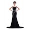 Trumpet/Mermaid One-Shoulder Beaded Long Black Chiffon Prom Evening Formal Party Dresses ED010469