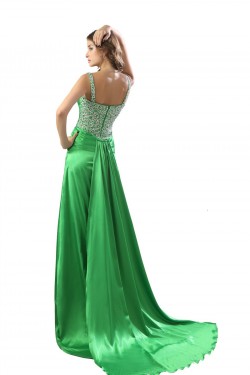 A-Line Beaded Long Green Prom Evening Formal Party Dresses ED010471