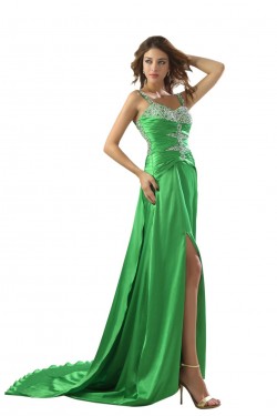 A-Line Beaded Long Green Prom Evening Formal Party Dresses ED010471
