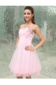 A-Line Spaghetti Strap Beaded Short Pink Prom Evening Formal Party Dresses ED010472