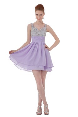 A-Line Beaded Short Chiffon Prom Evening Formal Party Dresses ED010478
